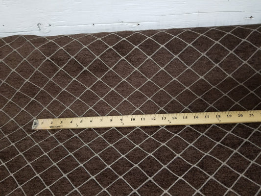 Chenille, Diamond UPHOLSTERY Fabric Jacquard Damask, Color chocolate,  58" wide , sold by yard in continuous yards