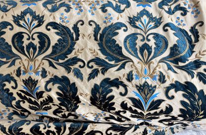 Taffeta  Faux Silk  Teal, Two Tone Embroidered  Taffeta Silk Like Fabric 58" Wide, sold by yard.