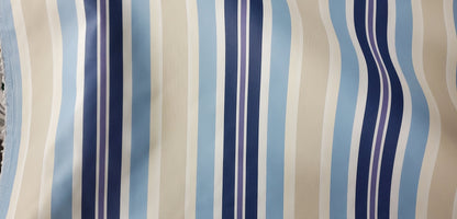 Waterproof Outdoor Canvas Patio Fabric, Multi Striped , Color Ivory, Navy , blue, 58 " wide, sold by yard