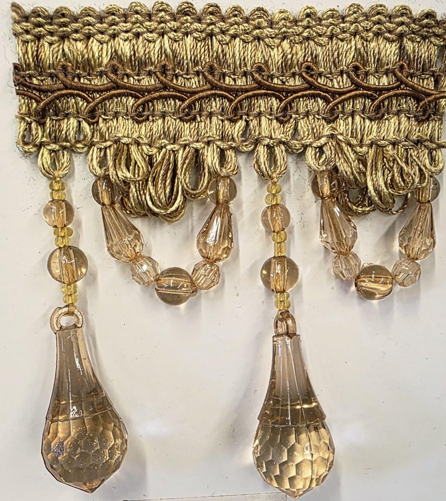 Beaded Trim Fringe 4'' L, W/Gimp Top Sold by The Yard - aqua blue Brand: ad fabric