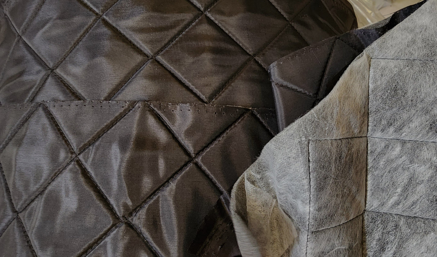 Quilted fabric, Polyester Quilted Padded Lining Fabric Black, 3",  sold by yard, 60" wide