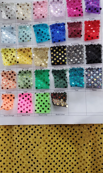 Wide Faux Sequin Light weight Knit Fabric Shiny Dot Confetti for Sewing Costumes Apparel Crafts Sold by The Yard
