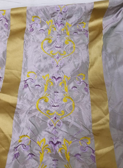 Kravet Silk fabric, Pure Silk Damask Fabric in Light Lilac and Gold with Neoclassical Design, 56" wide, sold by yard