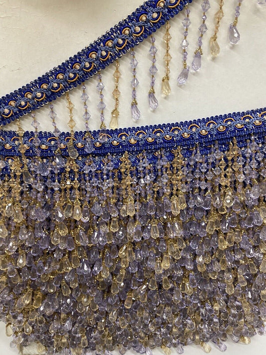 Braided Hanging Beads, Color Blue Gold Lavender Tassel Trim Fringe Fabric  Trimming Handwork DIY Craft Sewing Accessory Lace for Decoration
