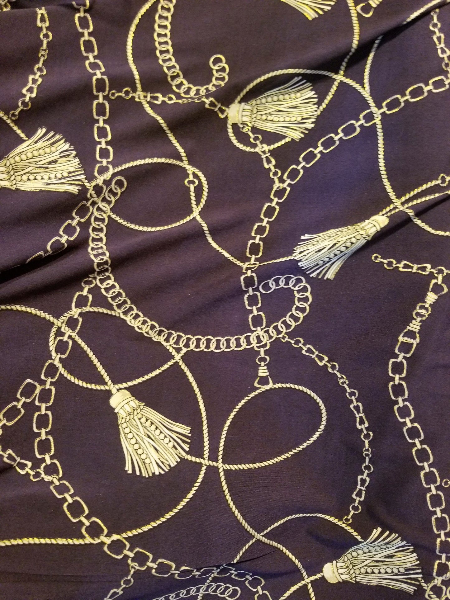 Chain-inspired designs  Navy  print chains, Fashion Print Cotton Spandex 58" Wide, sold by yard