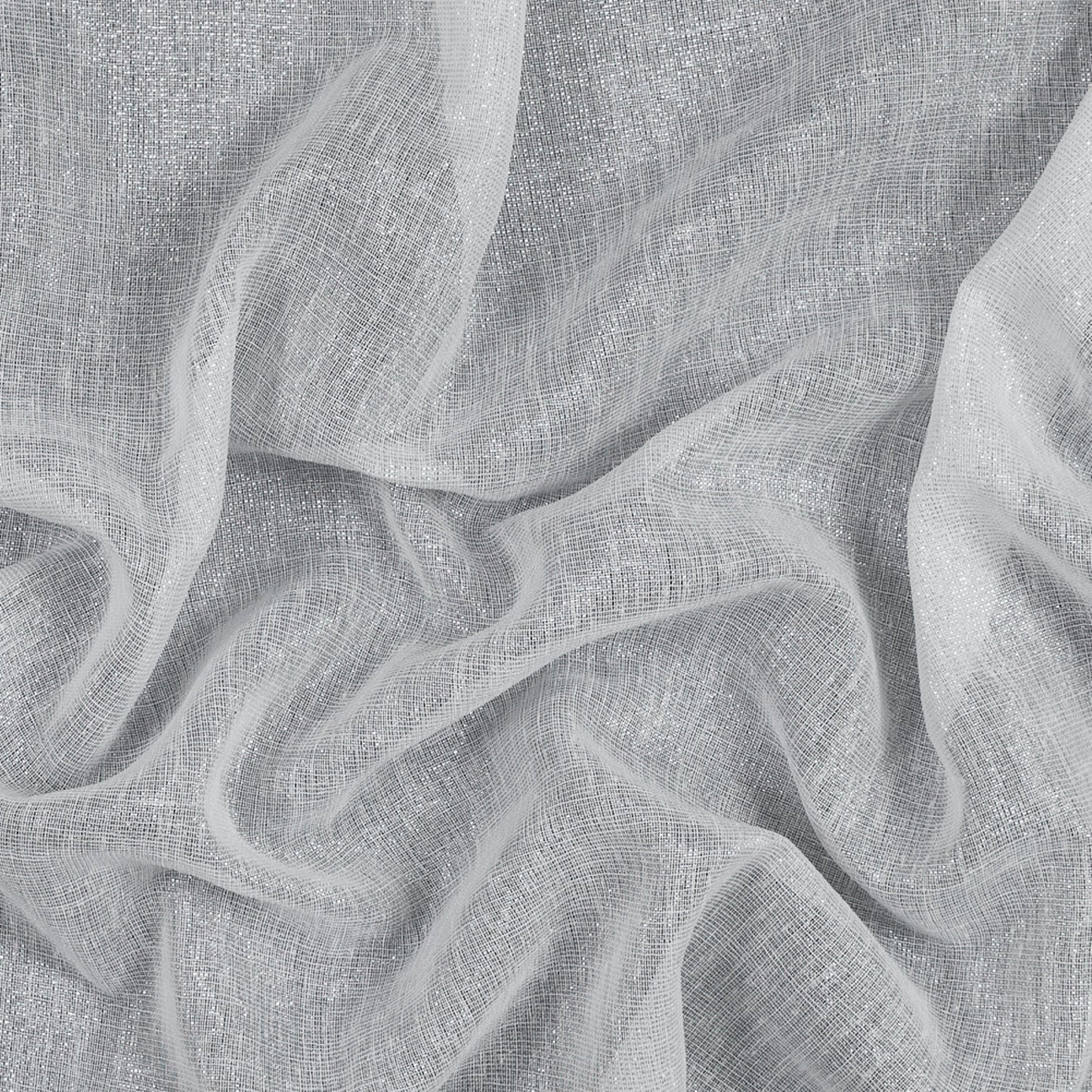 White and Metallic Silver Drapery Sheer, 110" wide, sold by yard