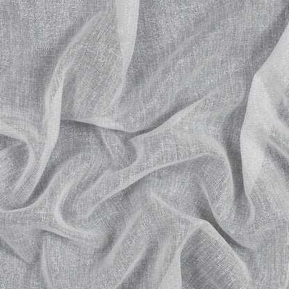 White and Metallic Silver Drapery Sheer, 110" wide, sold by yard
