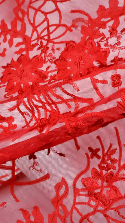 3d flower Red color, bridal lace  embroidery lace fabric  lace fabrics, 54" wide