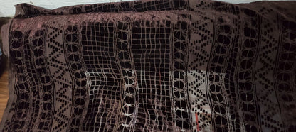 Geometric Laser Cut Abstract Burnout Luxury Brocade Velvet, brown color,  fabric 50" wide sold by yard