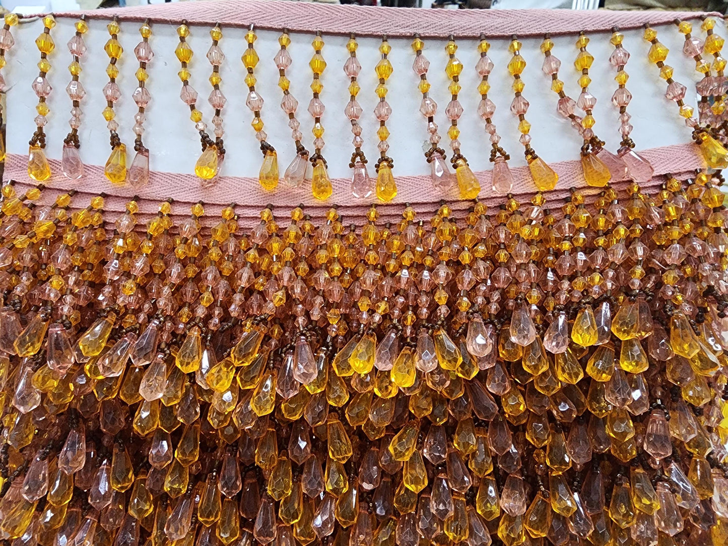 Braided Hanging Beads, Color honey/gold Tassel Trim Fringe Fabric Ribbon Trimming Handwork Craft Sewing Accessory