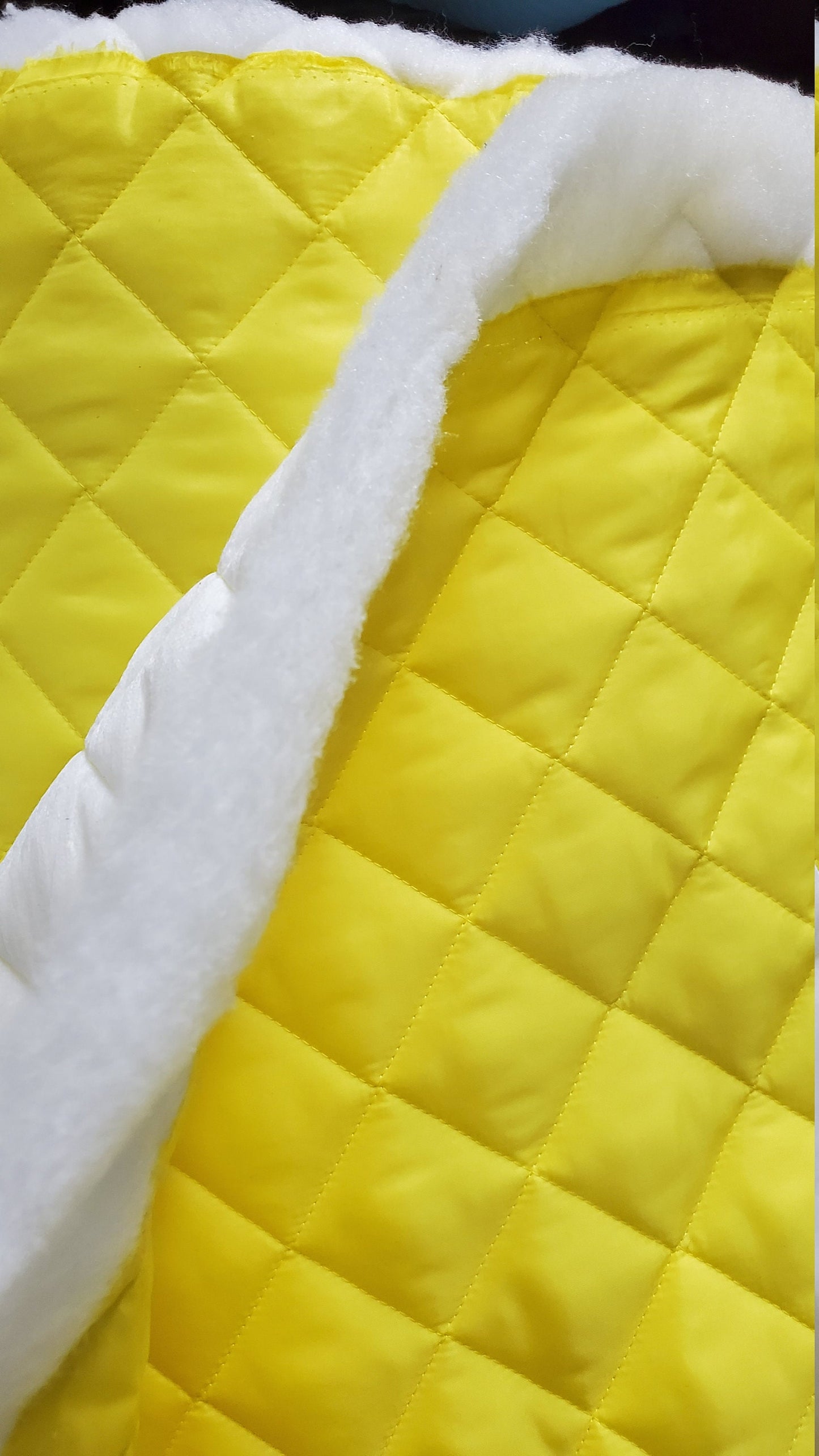 Quilted fabric, Polyester Quilted Padded Lining Fabric Yellow sold by yard, 60" wide