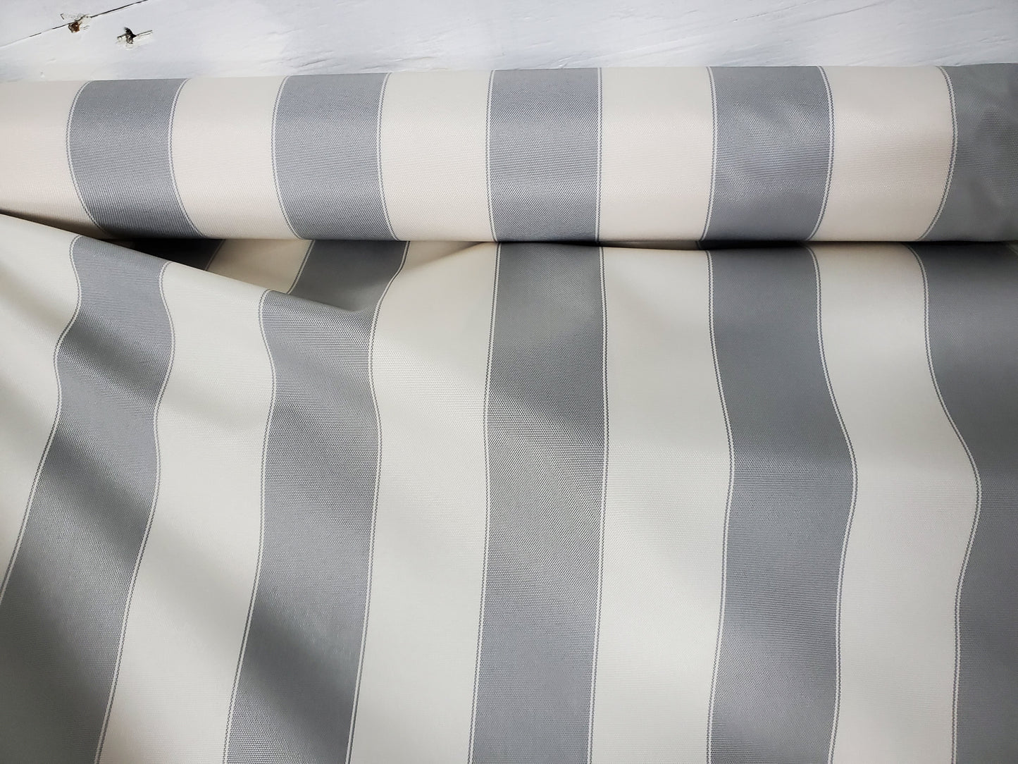 Canvas Waterproof  Indoor/Outdoor Fabric Waterproof striped Fabric 60" wide - Anti-UV - Sold by the Yard silver