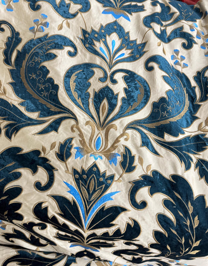 Taffeta  Faux Silk  Teal, Two Tone Embroidered  Taffeta Silk Like Fabric 58" Wide, sold by yard.