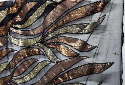 Mini Sequins,Glitters Multi Color Sequins , on BLACK Mesh Fabric by the Yard, 54" wide