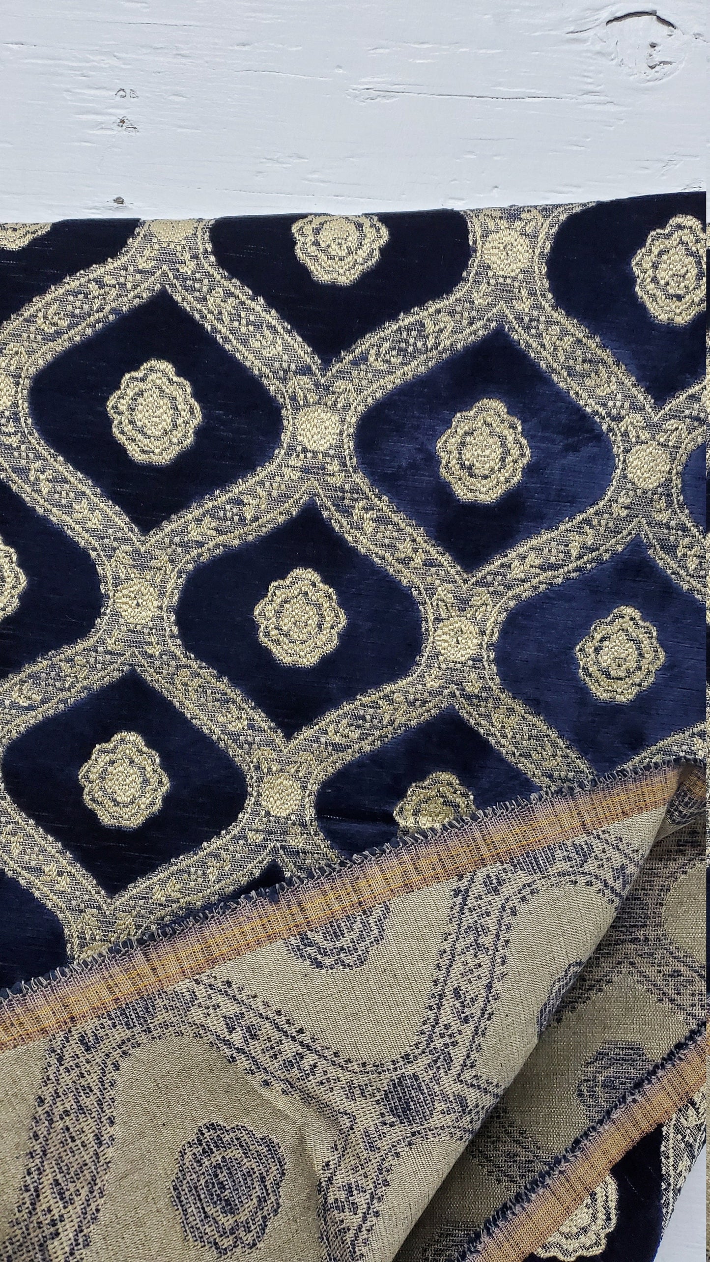 Kravet Couture Chenille Medallion  Fabric, Night blue color, 54" wide, sold by yard