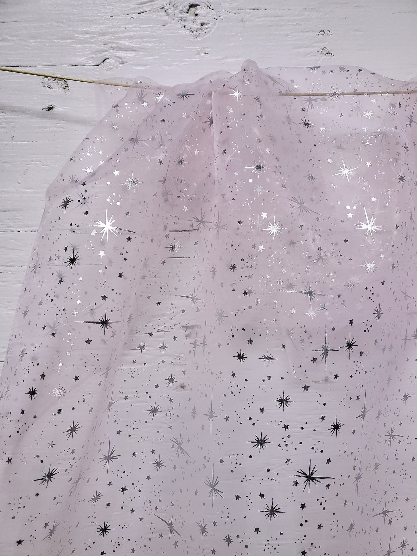 Starburst Ligth pink Foil on White Sheer Organza Fabric by The Yard  58 Inch Wide Fabric by The Yard