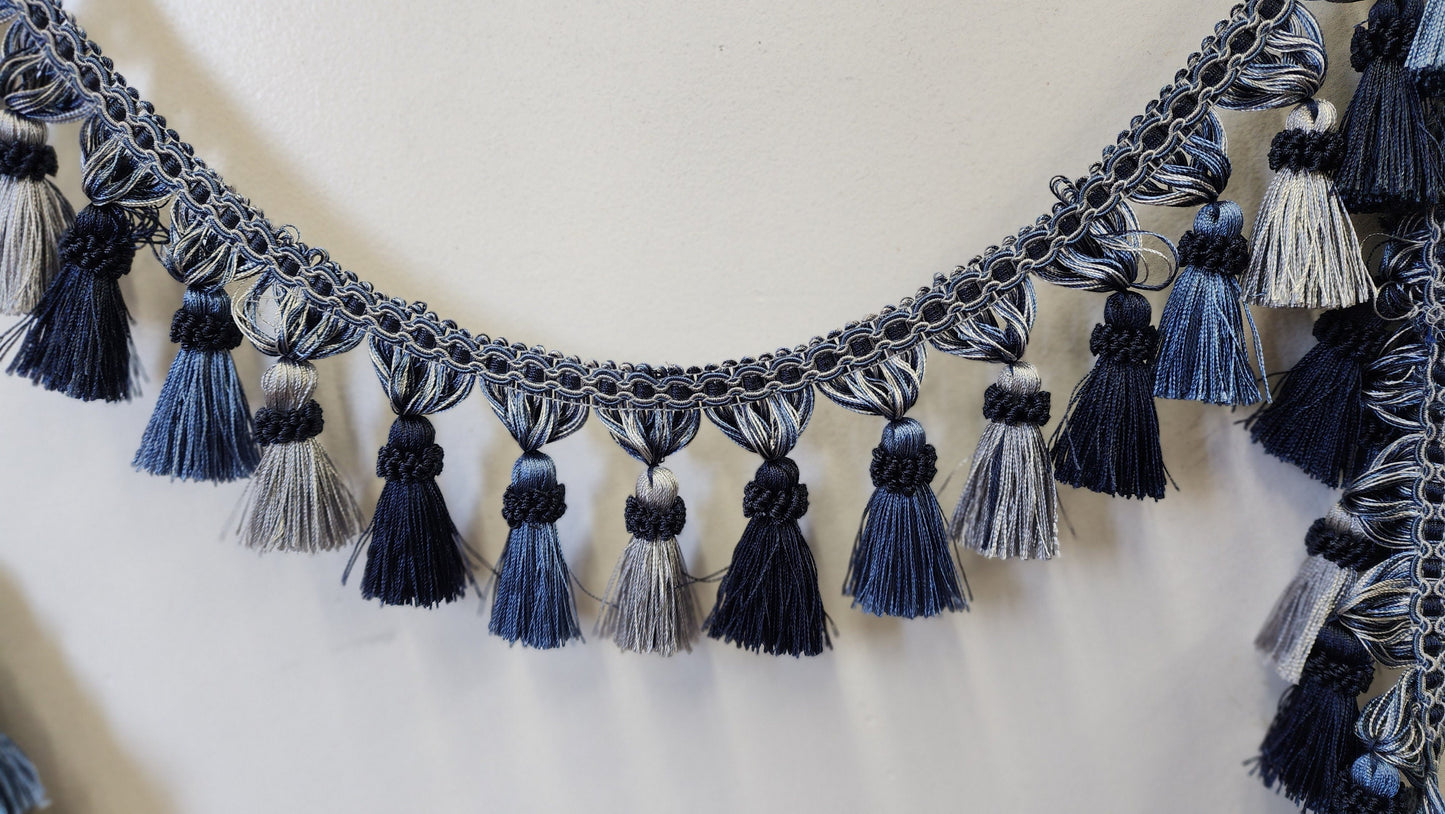 Curtain Fringes Bullion , Beaded Tassel Fringe Trim Multicolor 3.5" L. , Sold by Yard