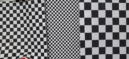 Checkered Black/White, Print Poly Cotton Fabric by The Yard, 60” Wide, 0.5", 1", 2"