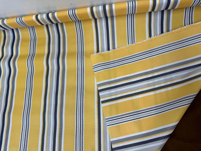 Waterproof Outdoor Canvas Patio Fabric, Multi Striped , Color: White, grey, Yellow Blue, 58 " wide, sold by yard