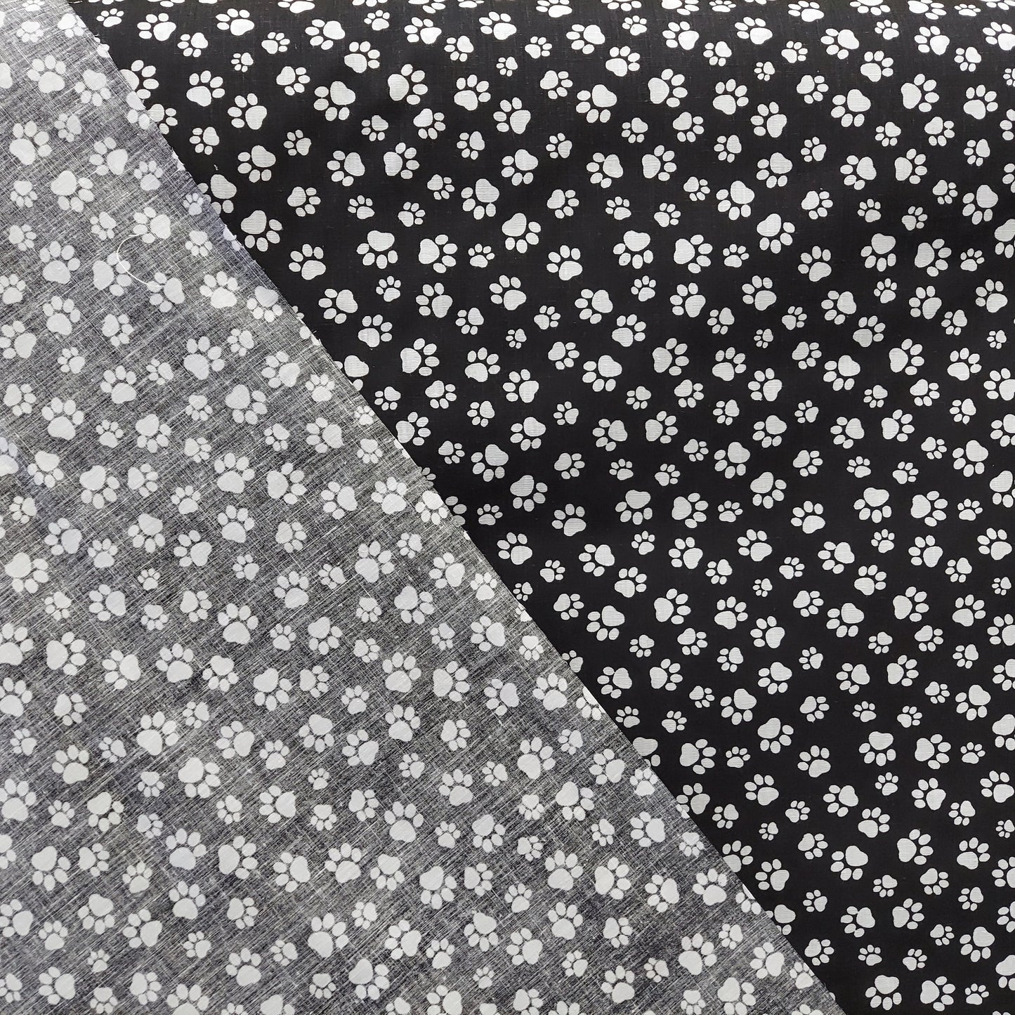 ad paw print Black/White Poly Cotton Printed Fabric Sold By The Yard