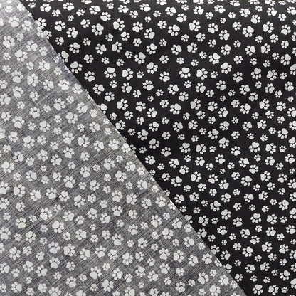 ad paw print Black/White Poly Cotton Printed Fabric Sold By The Yard