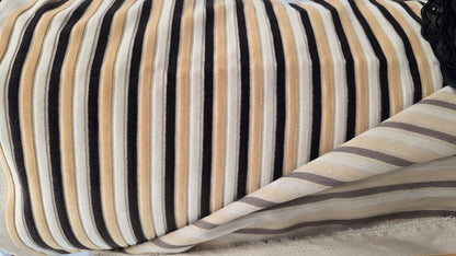 Kravet stripe Velvet/chenille upholstery fabric 54" wide , multicolor ,Brown,ivory, Beige.