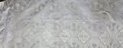 Liturgical Brocade,Church Gorgeous Cross acetate brocade Fabric Cross Brocade white/silver 52" Wide
