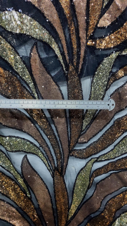 Mini Sequins,Glitters Multi Color Sequins , on BLACK Mesh Fabric by the Yard, 54" wide