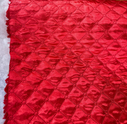 Polyester Quilted Padded Lining Fabric Red sold by yard, 60" wide