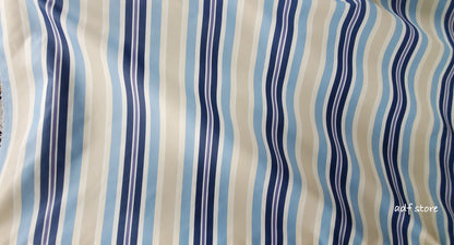 Waterproof Outdoor Canvas Patio Fabric, Multi Striped , Color Ivory, Navy , blue, 58 " wide, sold by yard