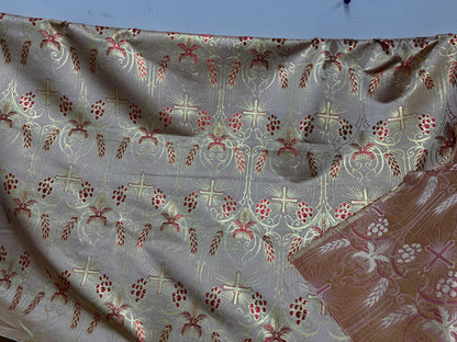 Liturgical Brocade,Church Gorgeous Cross acetate brocade Fabric Cross Brocade Red Gold 58" Wide