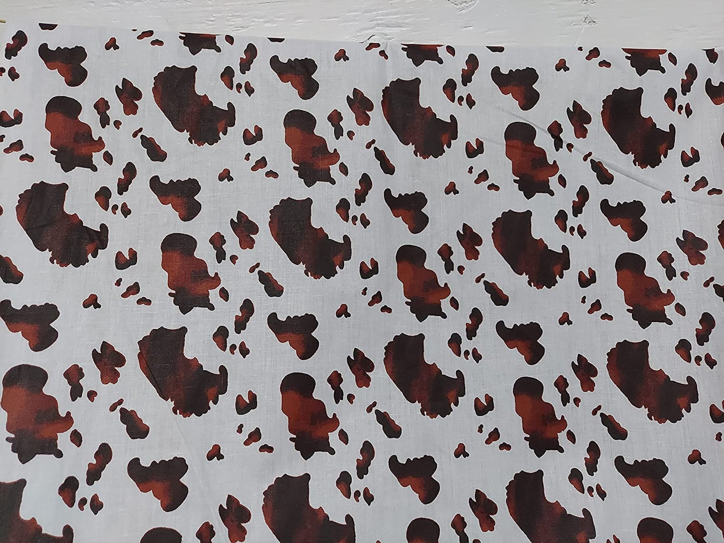 ad poly cotton White/Brown Cow Poly Cotton 58 Inch Fabric Sold by The Yard