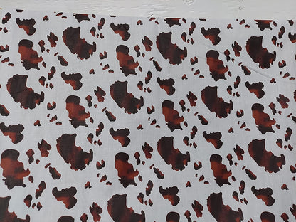 ad poly cotton White/Brown Cow Poly Cotton 58 Inch Fabric Sold by The Yard