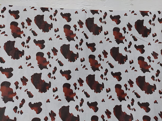 ad poly cotton White/Brown Cow Poly Cotton 58 Inch Fabric Sold by The Yard