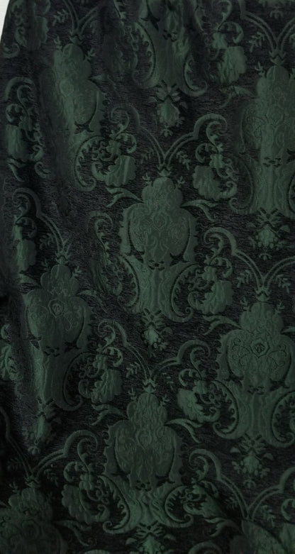Chenille BAROQUE UPHOLSTERY Fabric Jacquard Damask, 58" wide ,color Black/Green , sold by yard in continuous yards
