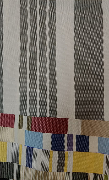 Waterproof Outdoor Canvas Patio Fabric, Multi Striped , Color: Charcoal, off white, 58 " wide, sold by yard