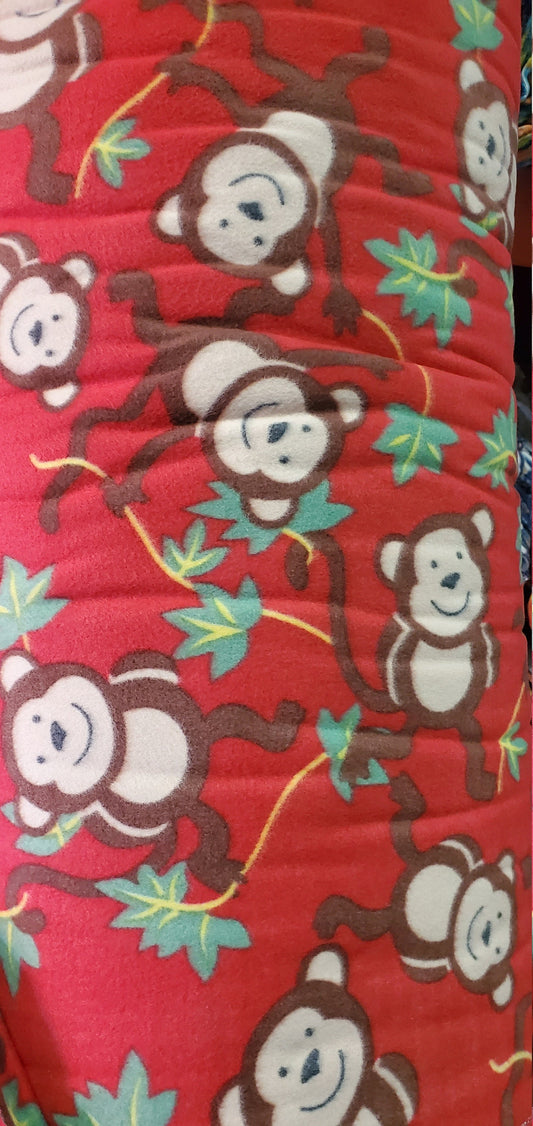 Fleece Fabric MonkeyRed  print Fleece Polar By The Yard 60" Wide