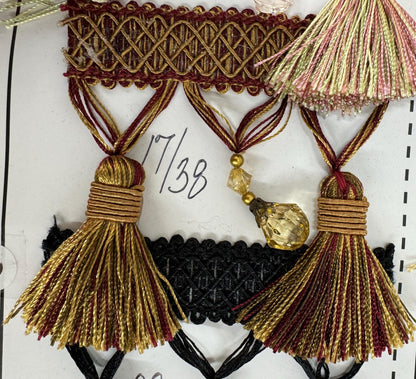 3.5” Tear Drop Beaded Trim Fringe Gimp Top Sold By The Yard Taupe / Clear Ivory Tassel Trim Fringe Fabric  for Decoration