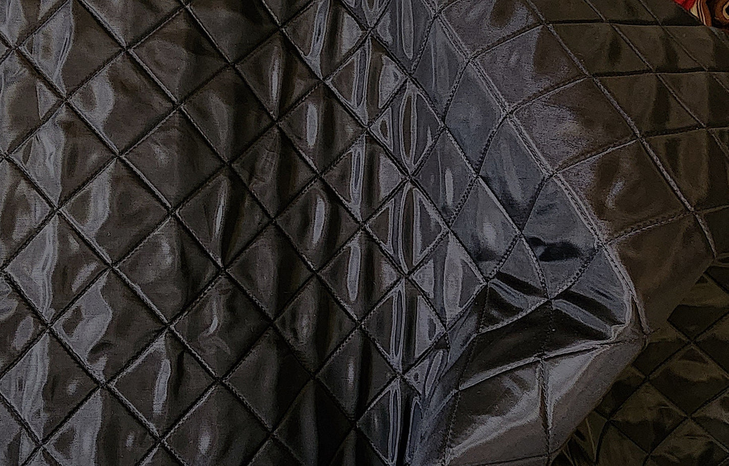 Quilted fabric, Polyester Quilted Padded Lining Fabric Black, 3",  sold by yard, 60" wide