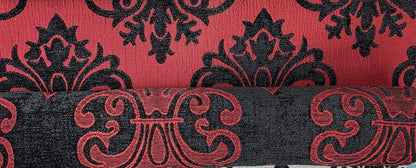 Chenille BAROQUE UPHOLSTERY Fabric Jacquard Damask, reversible, 54" wide ,color Crimson, sold by yard in continuous yards
