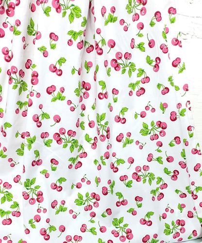 cotton fabric, Cherris print, yummy  cherries ,on white  fabric, 100% cotton  fabric, color multicolor, 58" wide, sold by yard