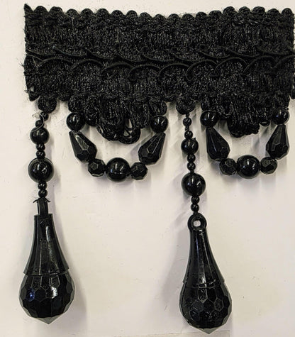 Beaded Trim Fringe 4'' L, W/Gimp Top Sold by The Yard - aqua blue Brand: ad fabric