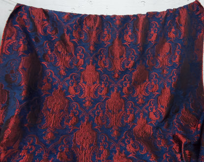 Chenille BAROQUE UPHOLSTERY Fabric Jacquard Damask, 58" wide ,color Blue/Red sold by yard in continuous yards