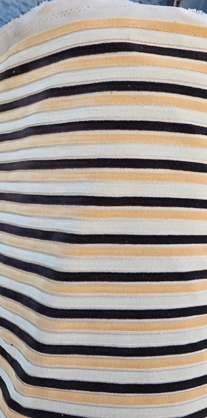 Kravet stripe Velvet/chenille upholstery fabric 54" wide , multicolor ,Brown,ivory, Beige.