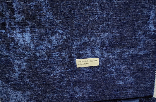 Chenille Upholstery Fabric, color Navy, 58" wide, sold by yard