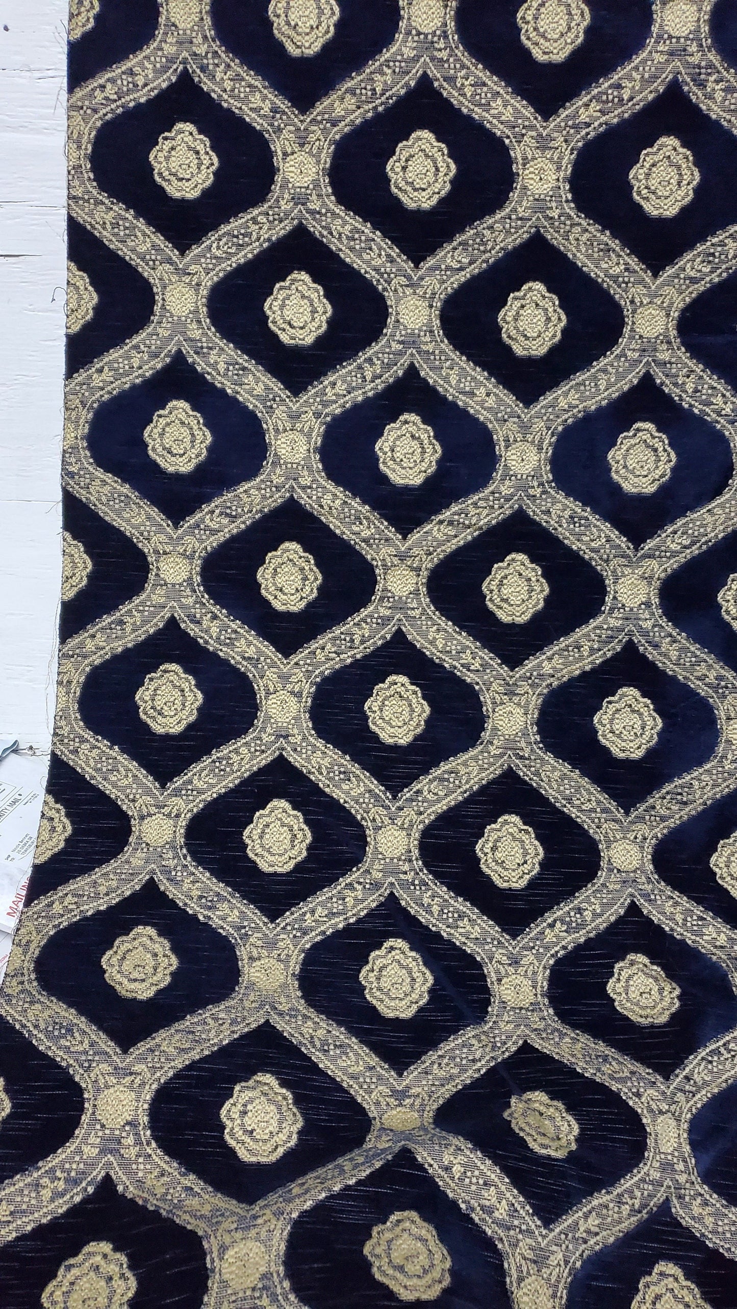 Kravet Couture Chenille Medallion  Fabric, Night blue color, 54" wide, sold by yard