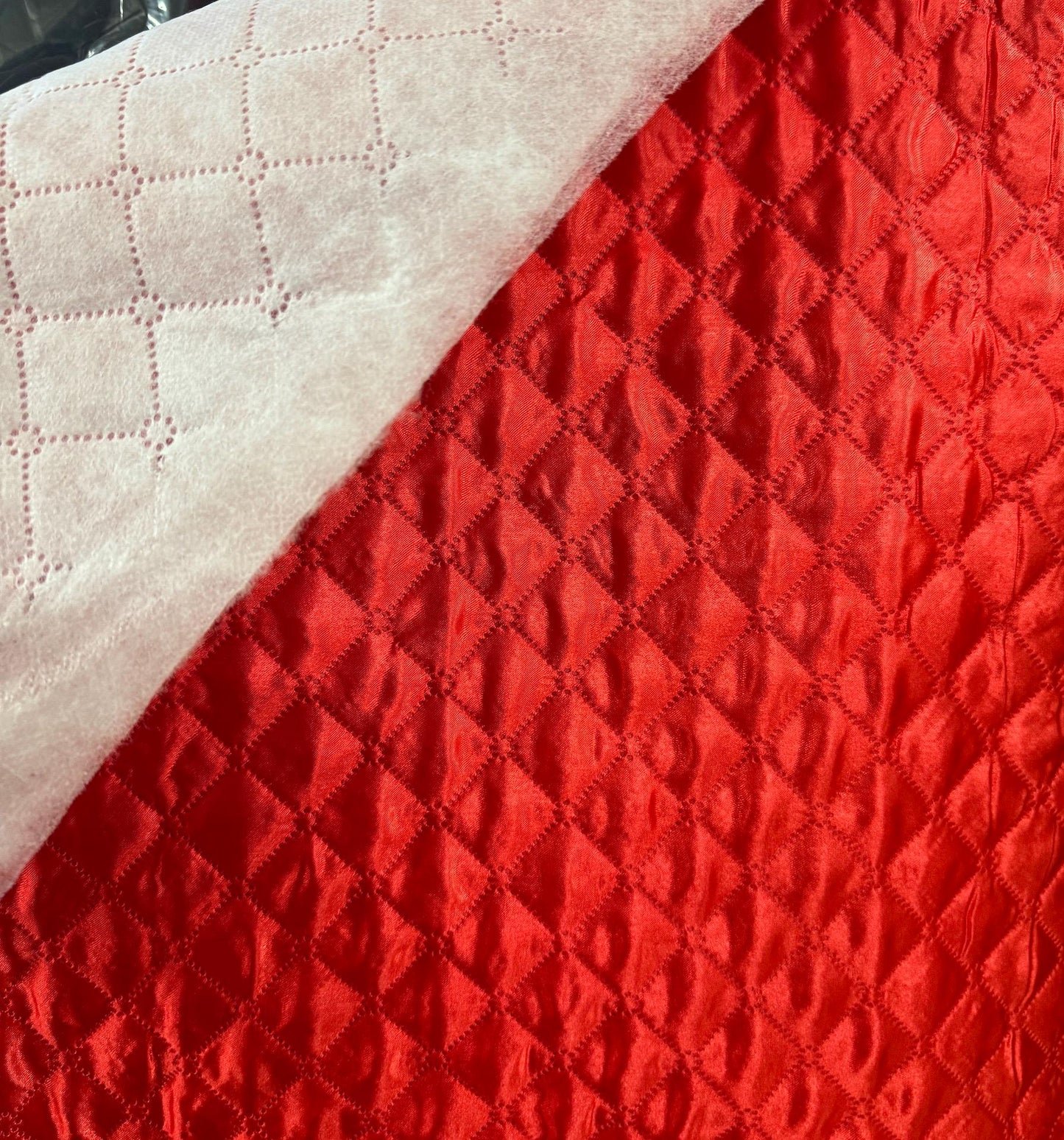 Polyester Quilted Padded Lining Fabric Red sold by yard, 60" wide