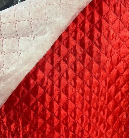 Polyester Quilted Padded Lining Fabric Red sold by yard, 60" wide