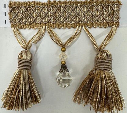 Tear Drop Beaded Trim Fringe Gimp, 3.5", Top Sold By The yard,  Tassel Trim Fringe Fabric  for Decoration
