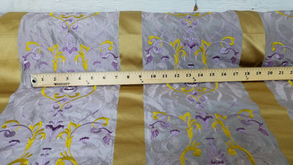 Kravet Silk fabric, Pure Silk Damask Fabric in Light Lilac and Gold with Neoclassical Design, 56" wide, sold by yard